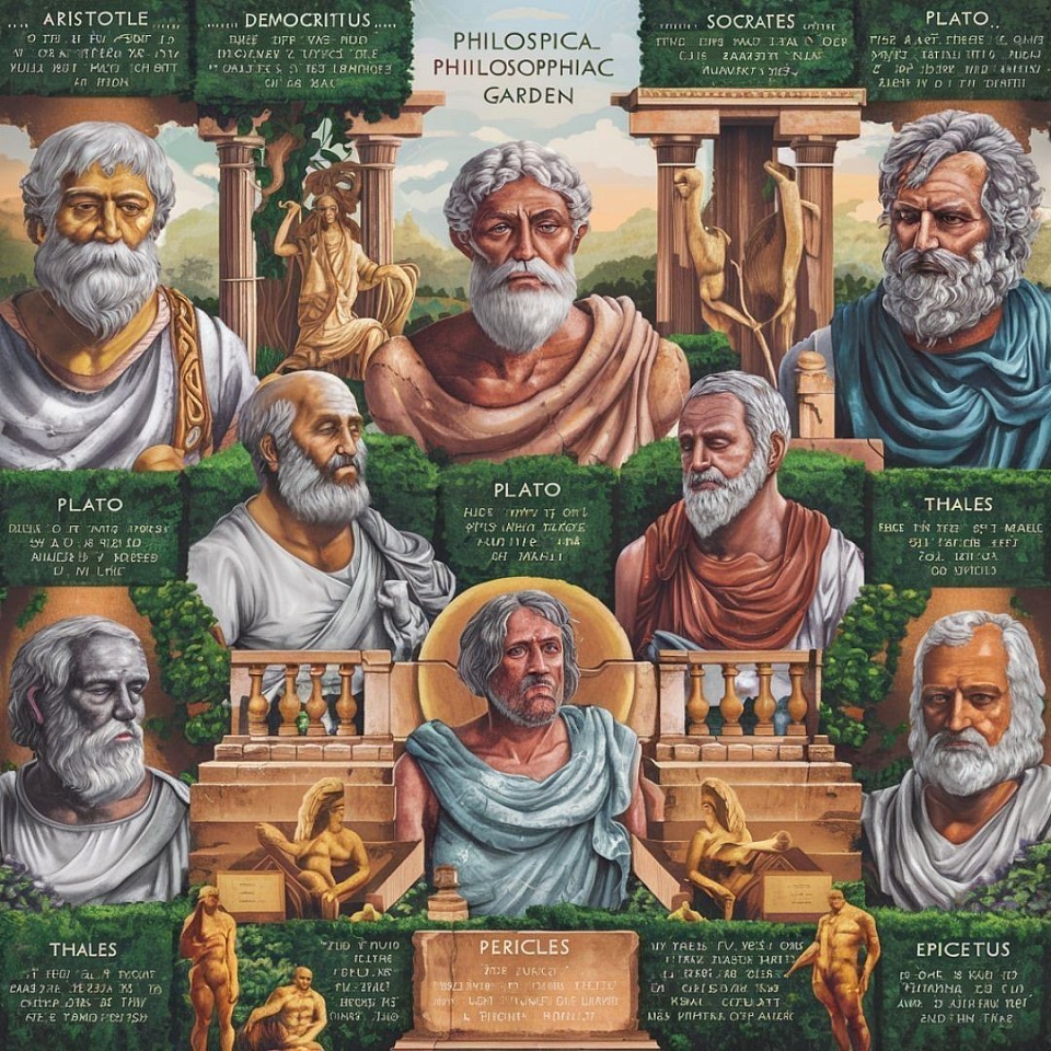 Aristotle Democritus Plato Socrates Pericles Thales of Miletus Epictetus Heraclitus